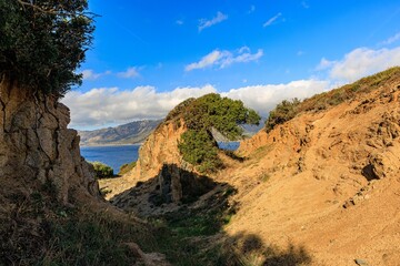 Sea coast landscape in Sardinia near Villasimus