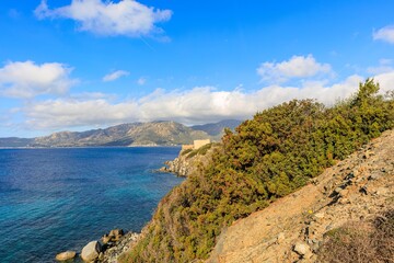 Sea coast landscape in Sardinia near Villasimus