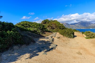 Sea coast landscape in Sardinia near Villasimus