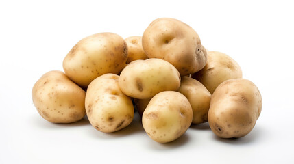 Fresh organic potatoes isolated on white background, generative ai