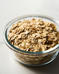 Oatmeal in a glass bowl. breakfast meal
