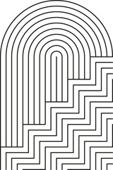 Boho frame arch png illustration modern minimalistic retro aesthetic linear arc portal logo bohemian design element mystical geometric abstract border