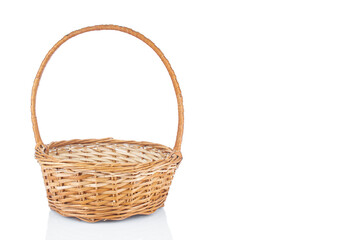 Fototapeta na wymiar Wicker basket close up isolated on white background
