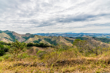 Fototapeta na wymiar A view from the highlands at Monteverde towards Puntarenas in Costa Rica in the dry season