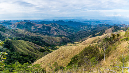 Fototapeta na wymiar A view from the highlands at Monteverde towards Puntarenas and the sea in Costa Rica in the dry season