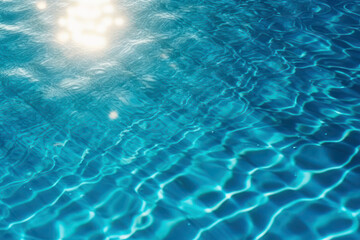 Obraz premium Pulsation of water in the pool with solar reflection. vacation and travel concept. Generative AI