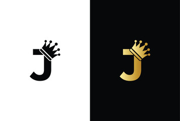 Fototapeta premium initial letter J crown logo, king royal brand company logo design vector template