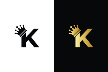 Fototapeta premium initial letter K crown logo, king royal brand company logo design vector template
