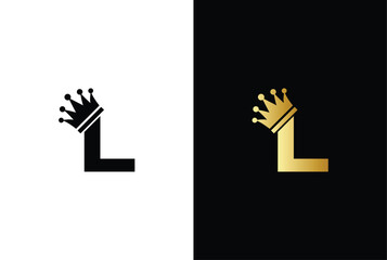 initial letter L crown logo, king royal brand company logo design vector template