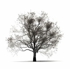Dogwood tree silhouette white background