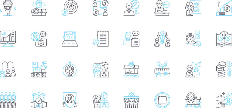 Supervision linear icons set. Oversight, Management, Monitoring, Direction, Guidance, Control, Leadership line vector and concept signs. Authority,Regulation,Administration outline Generative AI