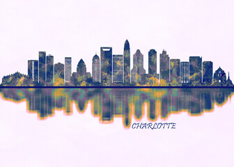 Charlotte Skyline. Cityscape Skyscraper Buildings Landscape City Background Modern Architecture Downtown Abstract Landmarks Travel Business Building View Corporate