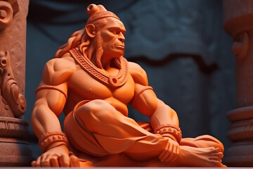 The statue of the powerful Hanuman 3d render