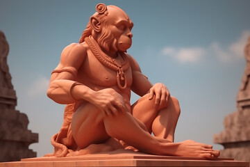 The statue of the powerful Hanuman 3d render