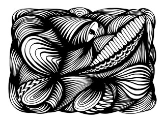 Abstract background black and white. Hand drawn vector art line. Wall doodles. Graphic sketch.