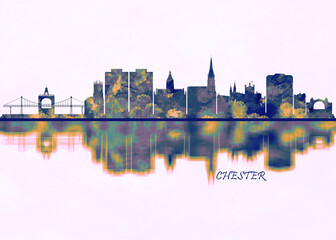 Fototapeta na wymiar Chester skyline. Cityscape Skyscraper Buildings Landscape City Background Modern Architecture Downtown Abstract Landmarks Travel Business Building View Corporate