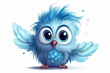 Fototapeta premium Cute cartoon bird in blue color