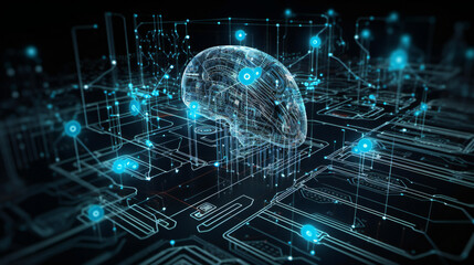 Obraz premium Artificial Intelligence and Technology with Chat GPT Earth Bank of America: Marketing Economy Innovation, Machine Learning, Neural Networks, Automation, and How They Transforming Ecology Generative AI