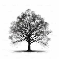 Maple tree silhouette white background