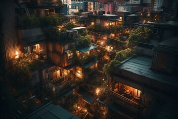 Modern urban microcosm with a futuristic twist. Generative AI