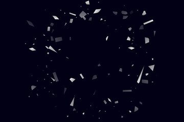 Naklejka premium Silver shine of confetti on a black background. Illustration of a drop of shiny particles.