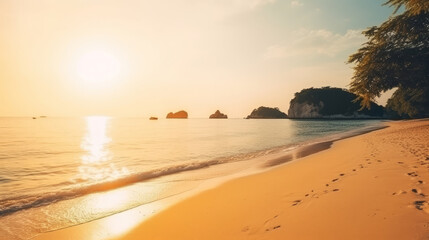 Romantic beach tropical background Illustration AI Generative.