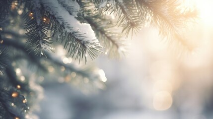 Winter Christmas tree background. Illustration AI Generative.