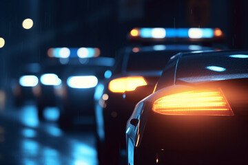 car at night and Police car ai generative 