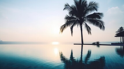 Palms on the beach. Illustration AI Generative.