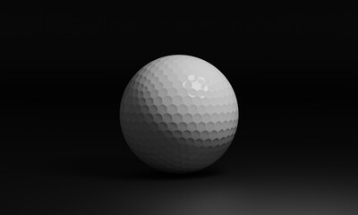 Golf ball in black and dark background