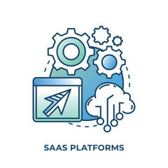 SaaS platforms blue gradient concept icon. Software as service. Type of ecommerce platform abstract idea line illustration. Isolated outline drawing.