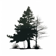 Pine tree silhouette white background