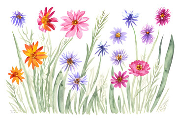Obraz na płótnie Canvas cute Watercolor Flowers generate by IA