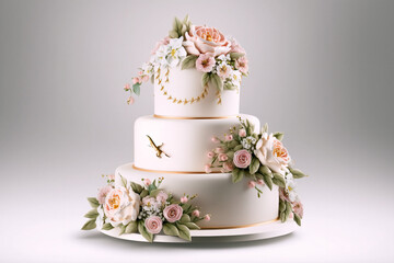 Beautiful White Wedding Cake - Generative AI