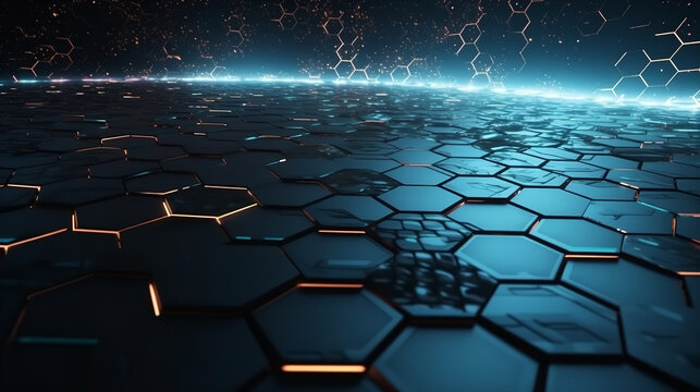 abstract blue background with hexagons
