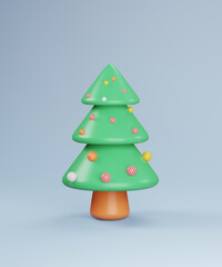 Christmas decoration on light blue background, 3d render