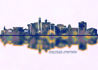 College Station Skyline. Cityscape Skyscraper Buildings Landscape City Background Modern Architecture Downtown Abstract Landmarks Travel Business Building View Corporate