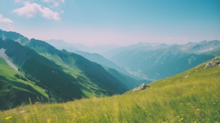 Fototapeta premium Alps summer background. Illustration AI Generative.