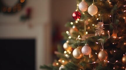 Christmas tree background. Illustration AI Generative