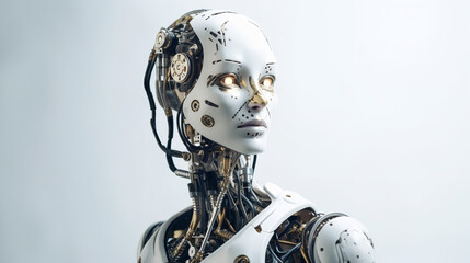 Artificial intelligence modern futuristic the most perfect stunningly beautiful woman robot on...