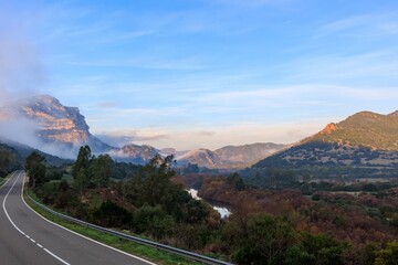 Mountain view in Sardinia over the Flumendosa river