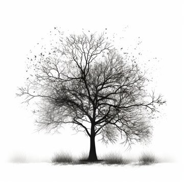 Tree silhouette white background