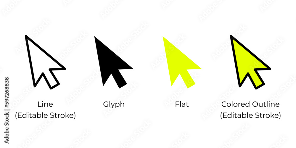 Fototapete computer mouse arrow cursor or pointer vector icon set for website design, app, ui, isolated on whit