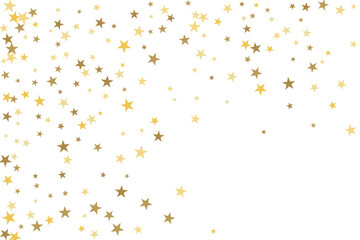 Star confetti. Gold casual confetti background. Bright design pattern.