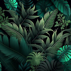 Fototapeta na wymiar Tropical Leaves: A Texture-rich Background. Generative AI.