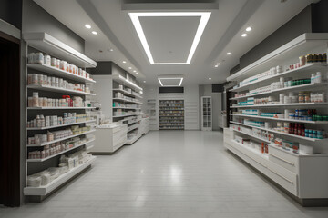 Concept future pharmacy, modern design . Generative AI