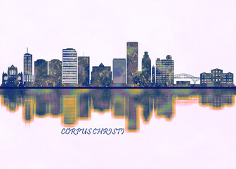 Corpus Christi Skyline. Cityscape Skyscraper Buildings Landscape City Background Modern Architecture Downtown Abstract Landmarks Travel Business Building View Corporate