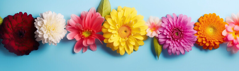 Spring banner for 8 march, mother's day, colorful vibrant bouquet of various flowers. Generative AI