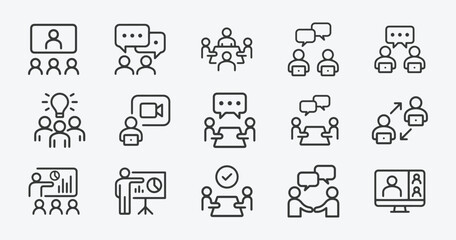 Simple Set of Business People Related Vector Line Icons.