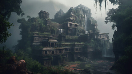 realistic illustrations of lost ancient cities"Echoes of Lost Civilizations: AI-Generated Images of Ancient Cities". Created using generative AI.